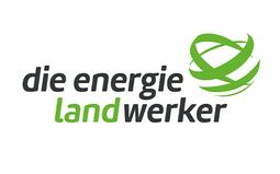 Logo der „die energie landwerker“: Grüner Schriftzug mit stilisierten, geschwungenen Linien um den Text.